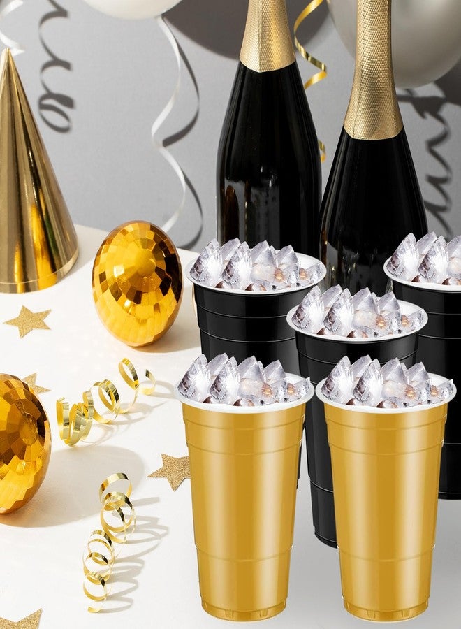 cssopenss 120 pcs Black and Gold plastic cups Happy New Year Plastic Cups 16 oz black gold Cups for party drinking Tastings served Snacks Barbecues Picnics - Image 3